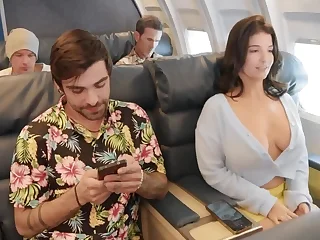 Hazel Grace and LaSirena69 get fucked by Unlucky Fate on airliner